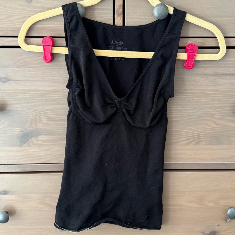 SPANX Step Into Cami V-Neck Shaping Tank Top Wireless Cups Black Size Medium